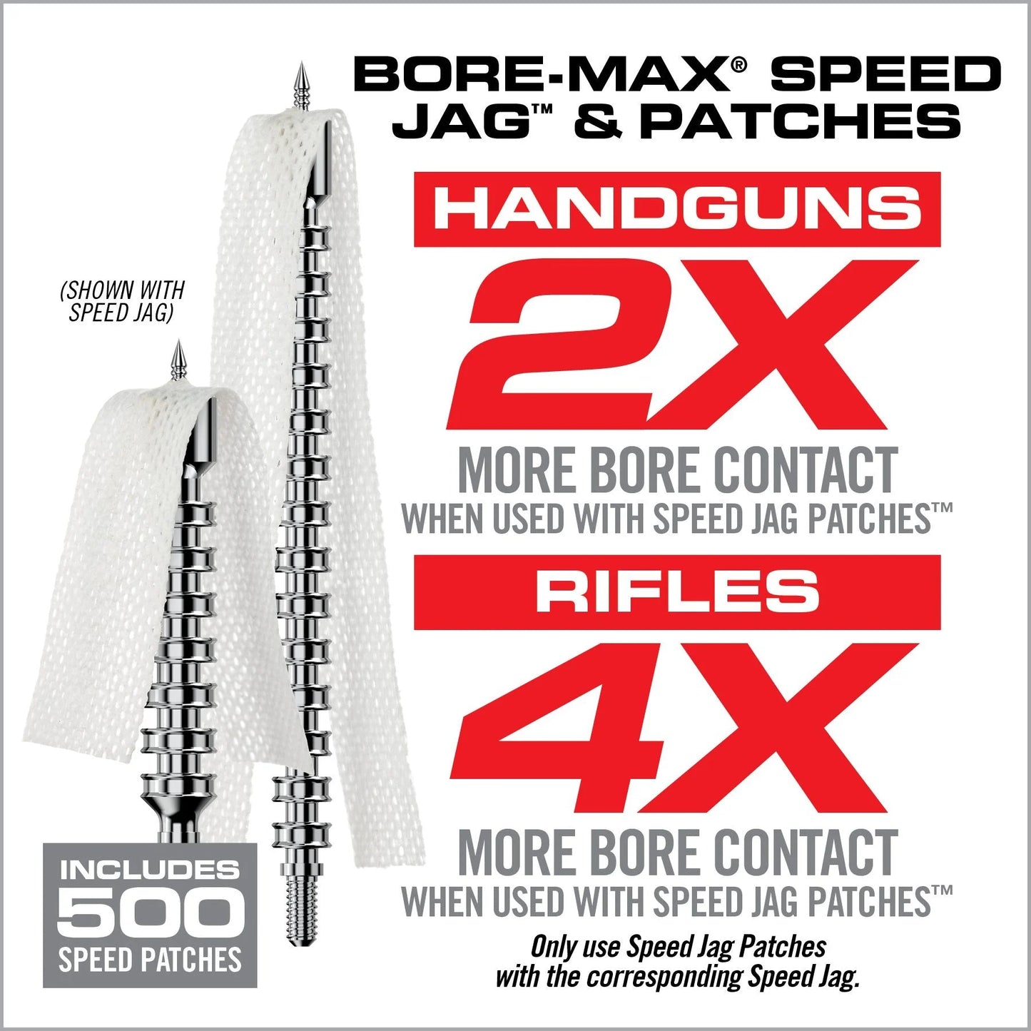 Bore-Max Speed Jags y Parches Paquete Multi-Calibre