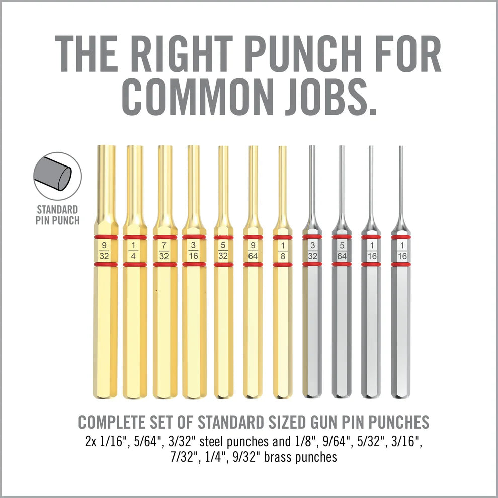 Juego de punzones Accu-Punch® de 11 piezas estándar de latón y acero