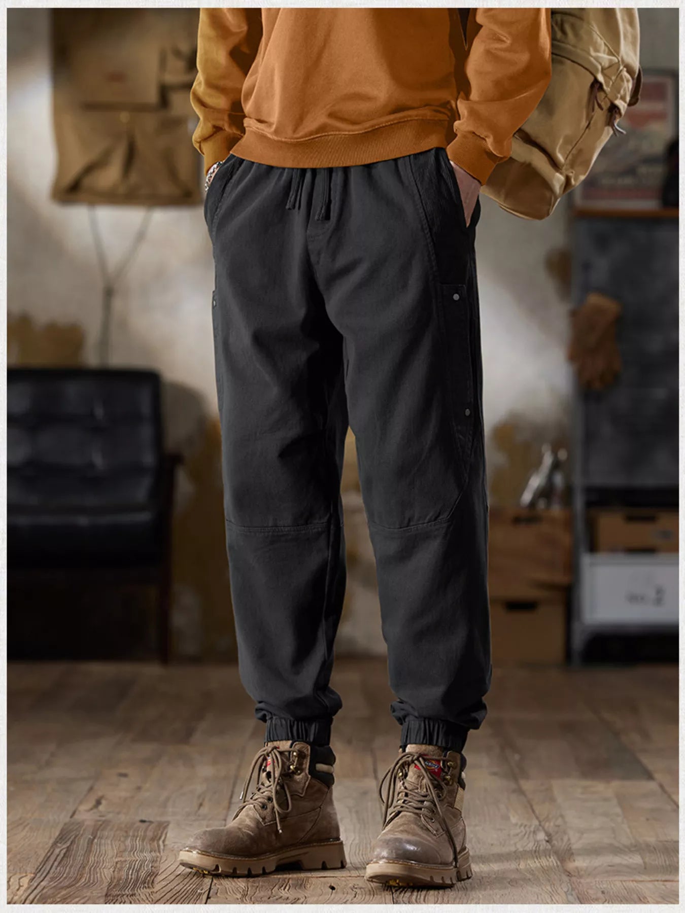 Pantalón Jogger Cargo Casual con Cordón Tallas Grandes para Hombre