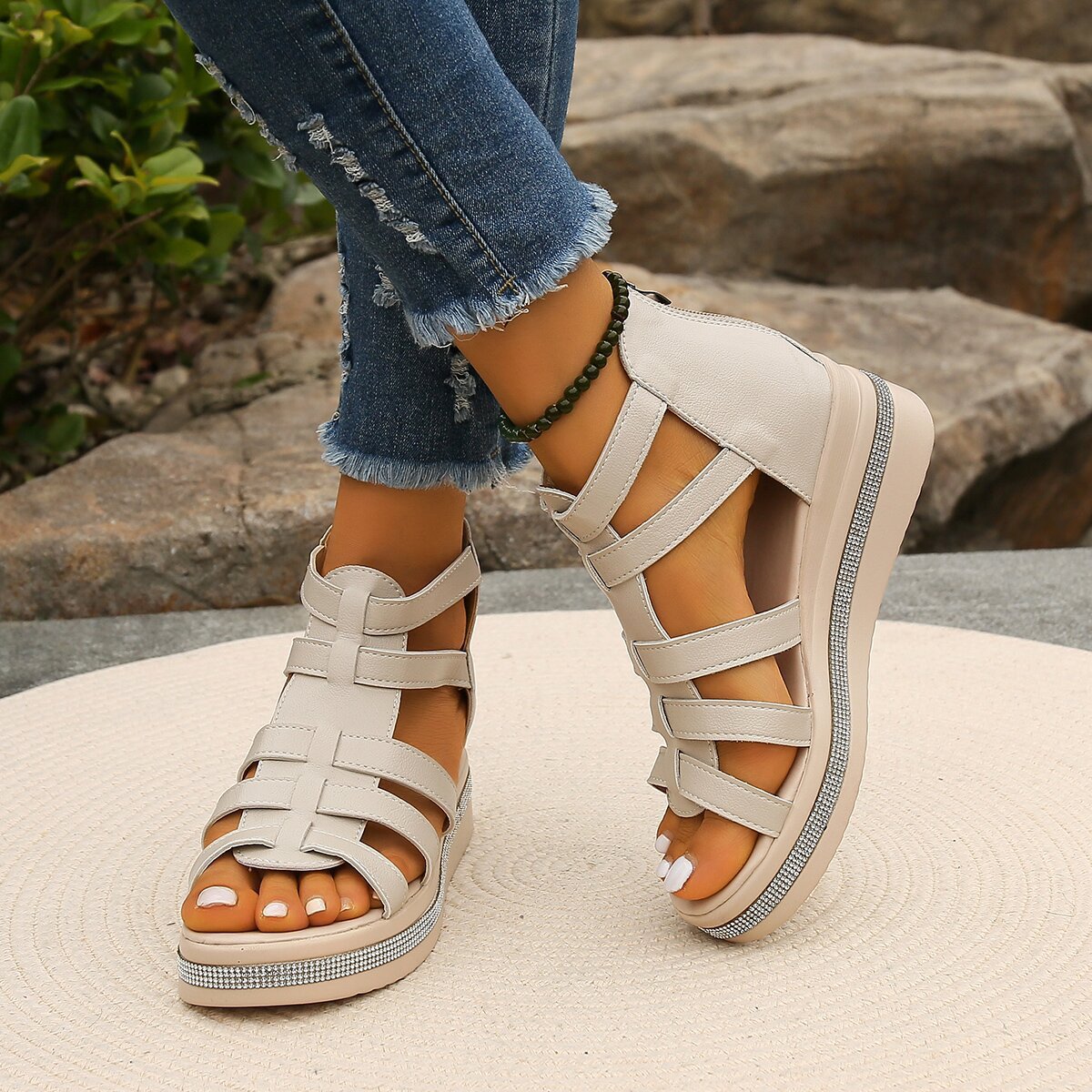 Women's Rhinestone Platform Sandals