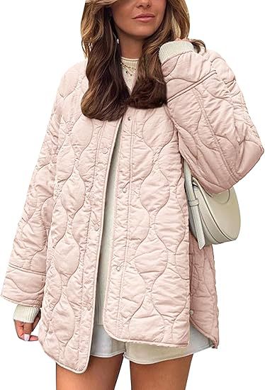 European And American Style Chic String Decoration Simple Solid Color Round Neck Loose Cotton Coat