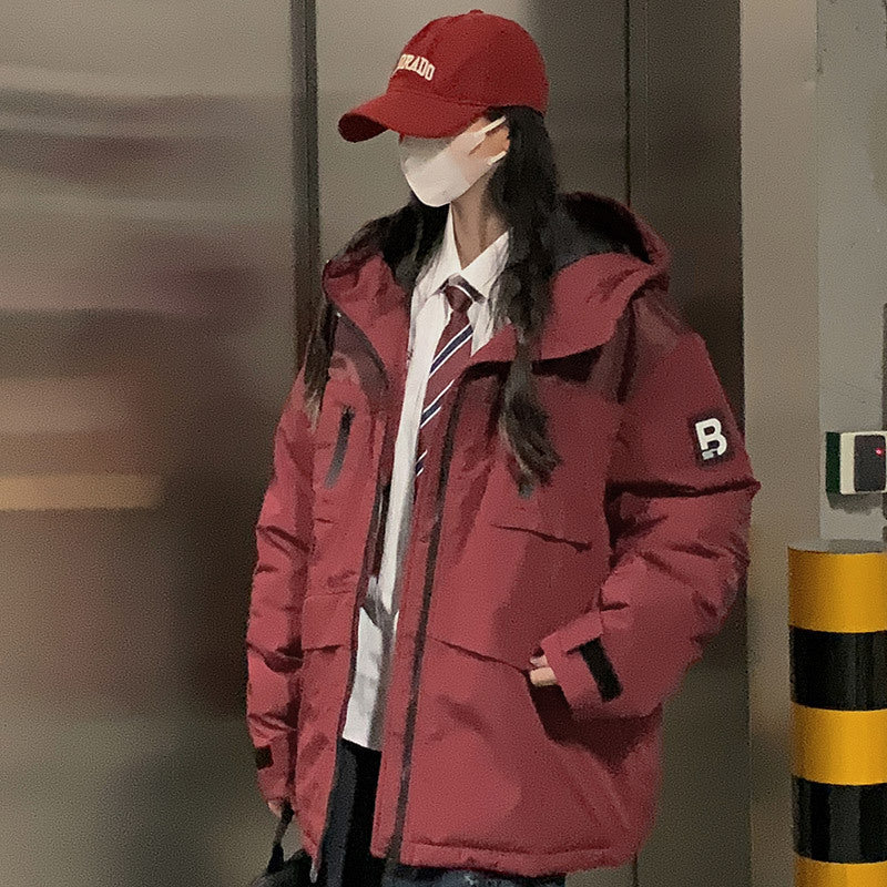 Korean Style Winter Couple Workwear Cotton-padded Jacket Loose Hooded Fashion Casual