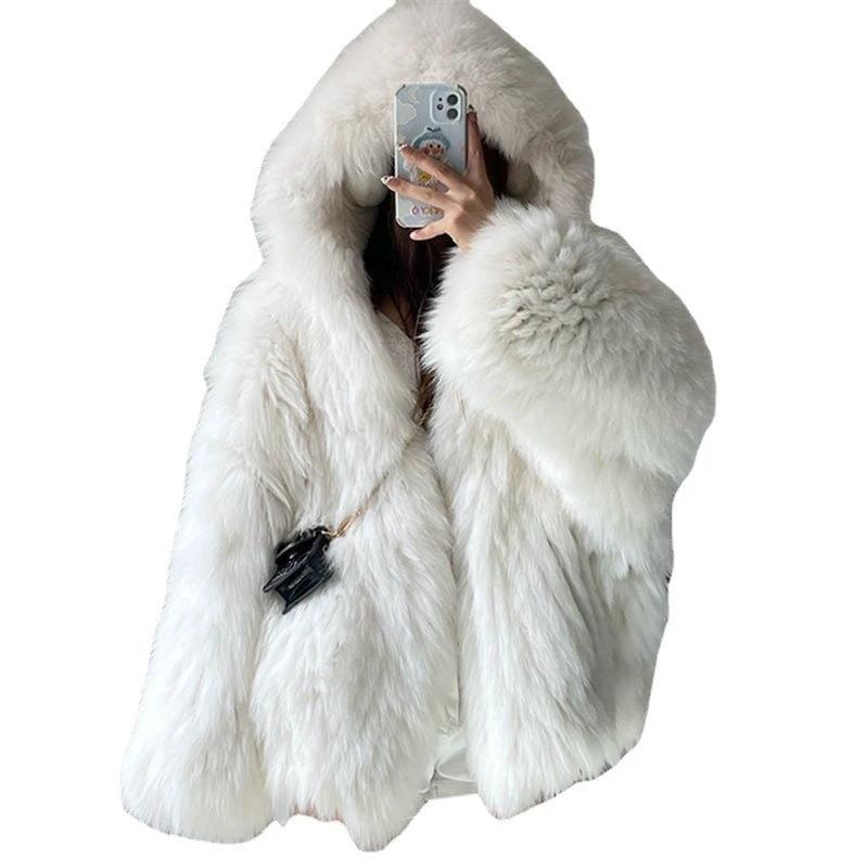 Fashion Long Sleeve Fluffy Coat Women
