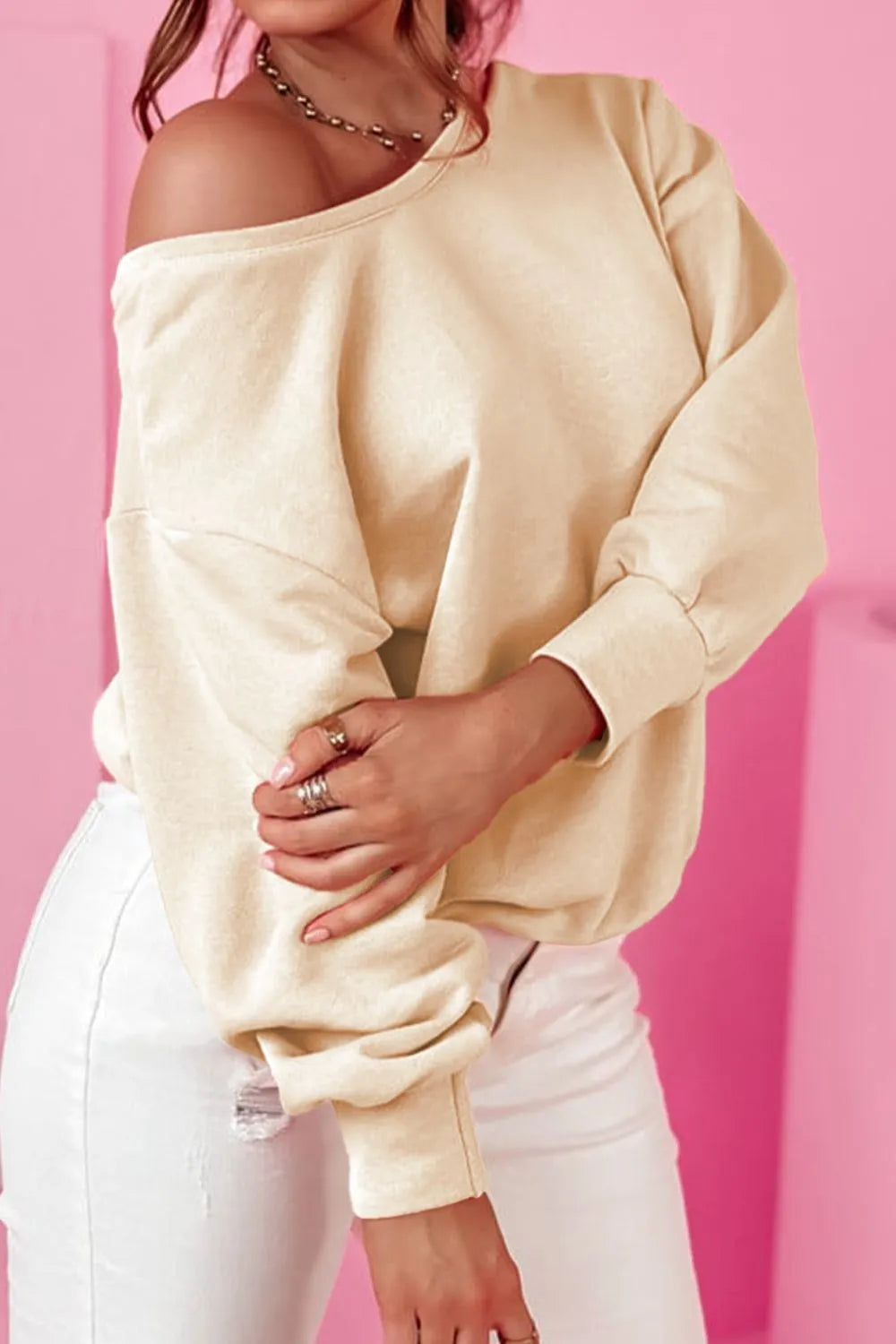 Sudadera de cuello redondo con lazo y manga larga