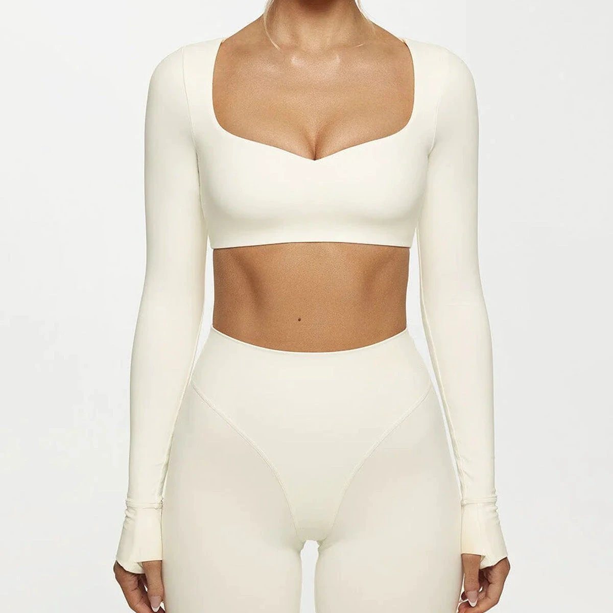 Yoga Abdominal Exercising Band Chest Pad Long Sleeve Top For Women