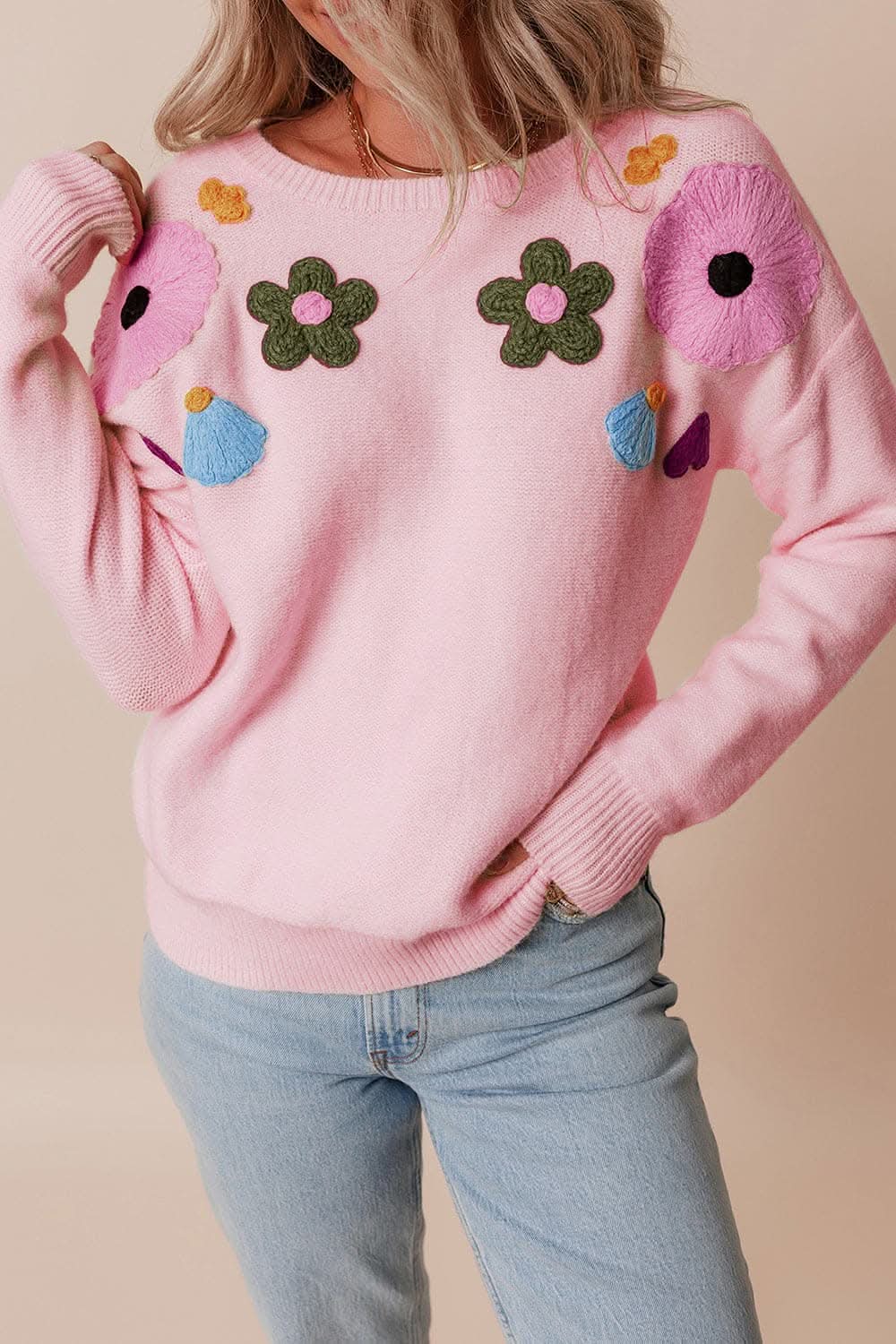 Sweaters Trendsi Chic floral crochet sweater