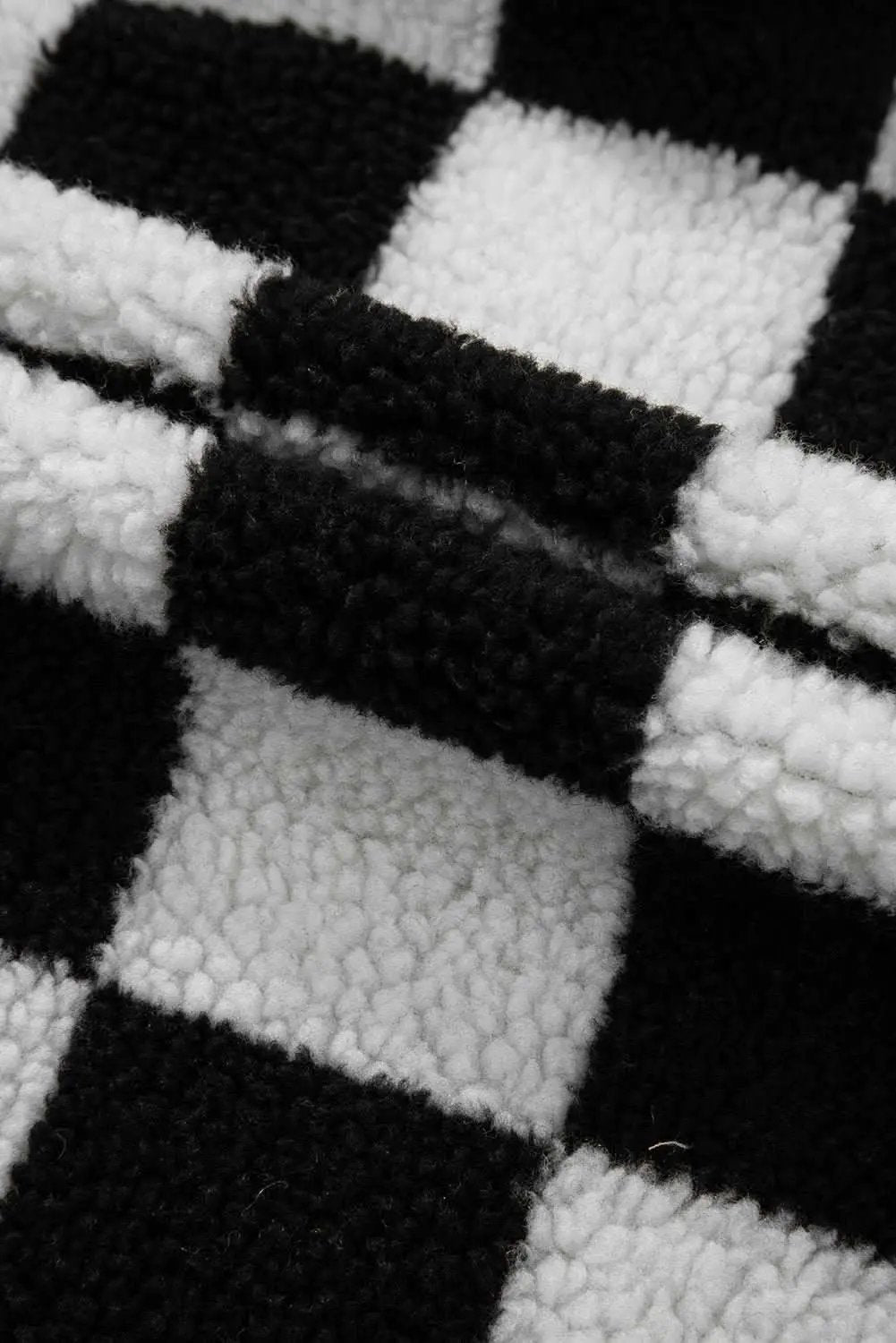 Love Salve Women's Fleece Jacket Black Checkered — Warm Casual Outerwear