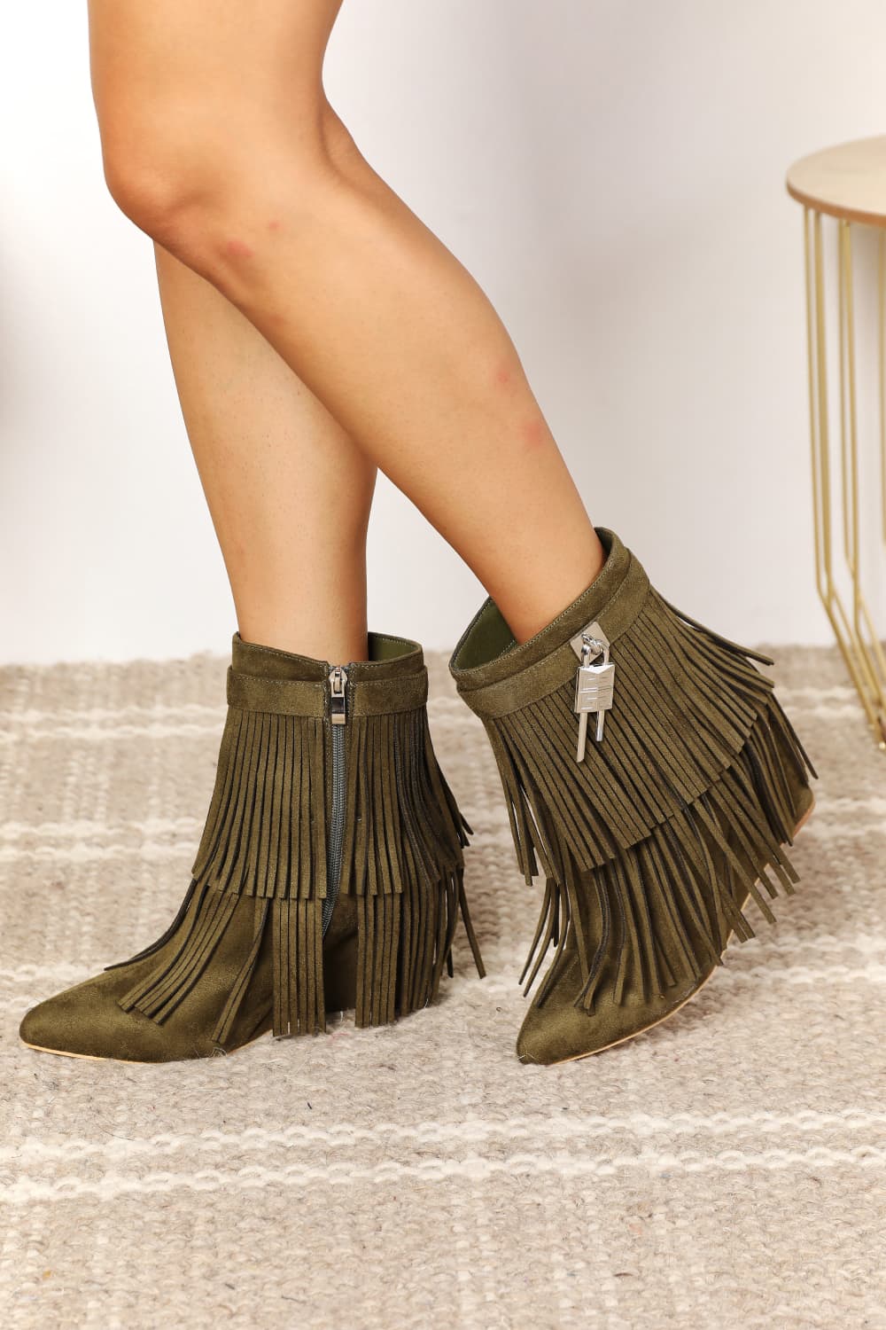 Botines de tacón de cuña con borlas para mujer Legend