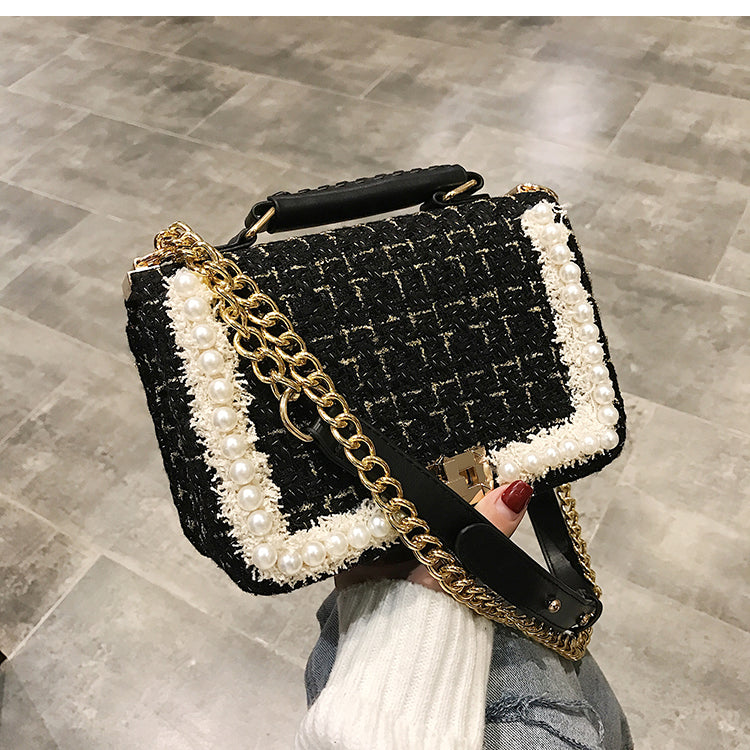 Women's Chain Bag Pearl Fashion Small Square Bag Bag