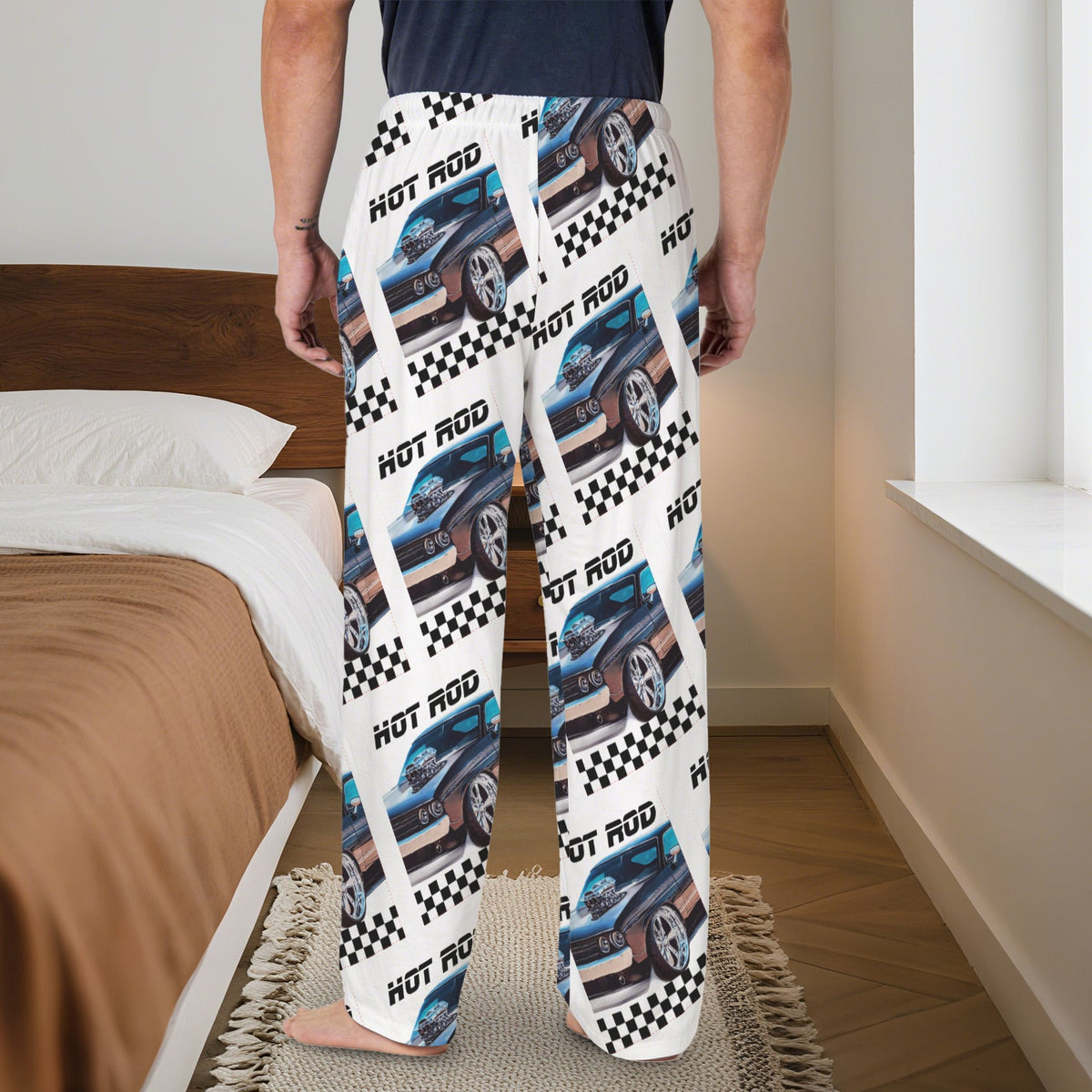 Hot Rod Muscle Car Men's Drawstring Pajama Trousers Without Pockets