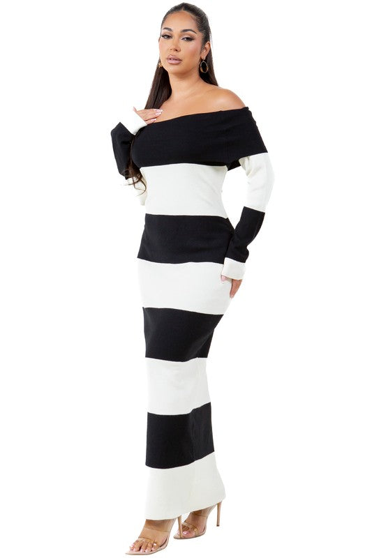 VESTIDO LARGO MAXI DE PUNTO DE MODA PARA MUJER