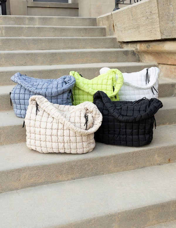 Taylor Quilted Puffer Tote See size chart under “more details”