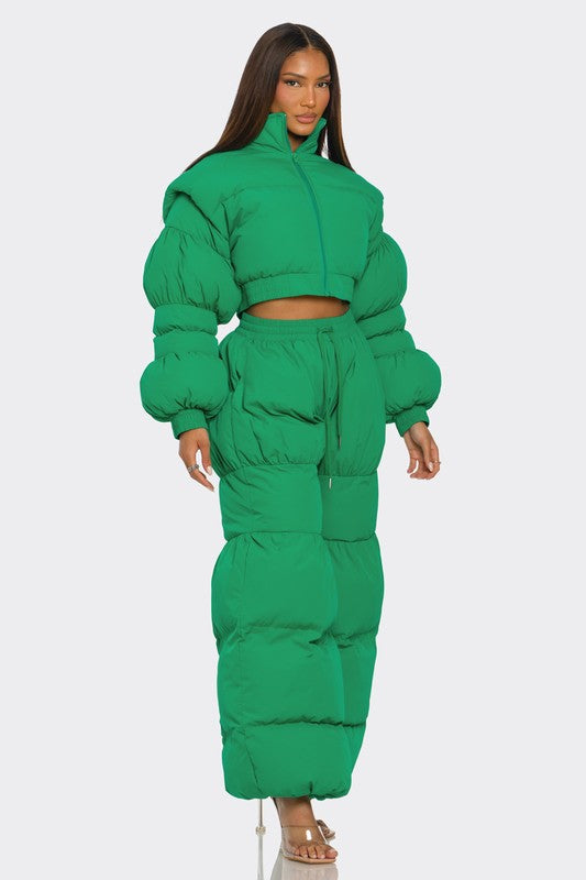 Green Puffy Set See size chart under “more details”