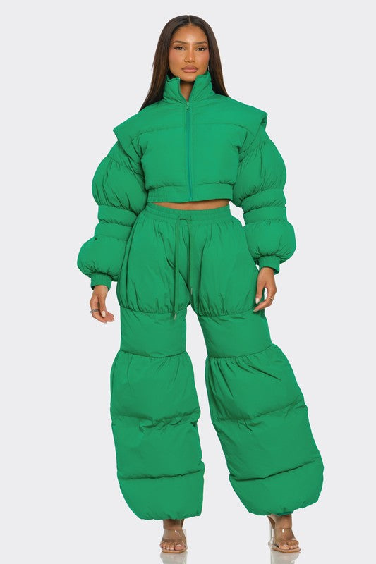 Green Puffy Set See size chart under “more details”