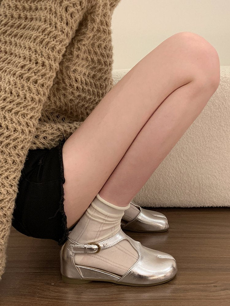 2026 Summer New Minimalist Flat Split Toe Mary Jane Shoes For Women, Single Strap Closed Toe Sandals For Outdoor Wear