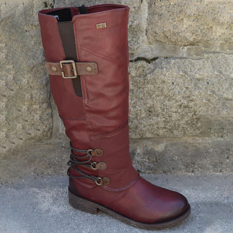 Women's High Knights' Boots, Thick Heeled Round