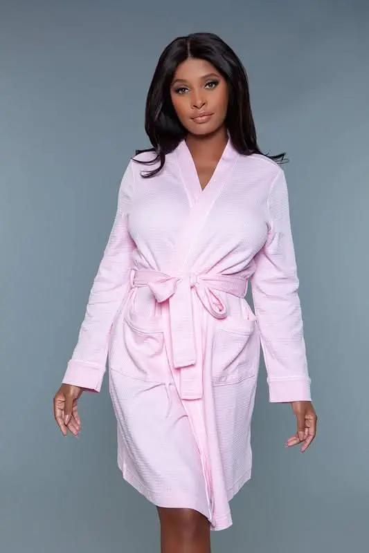 Waffle Robe Dress Waffle Knit - Black