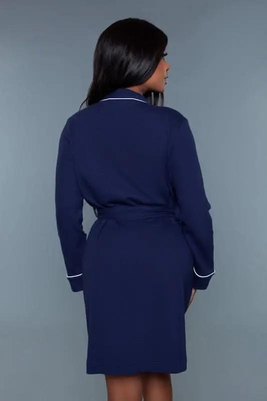Waffle Robe Dress Waffle Knit - Black