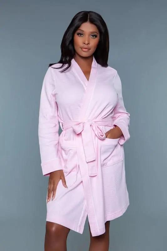 Waffle Robe Dress Waffle Knit - Black