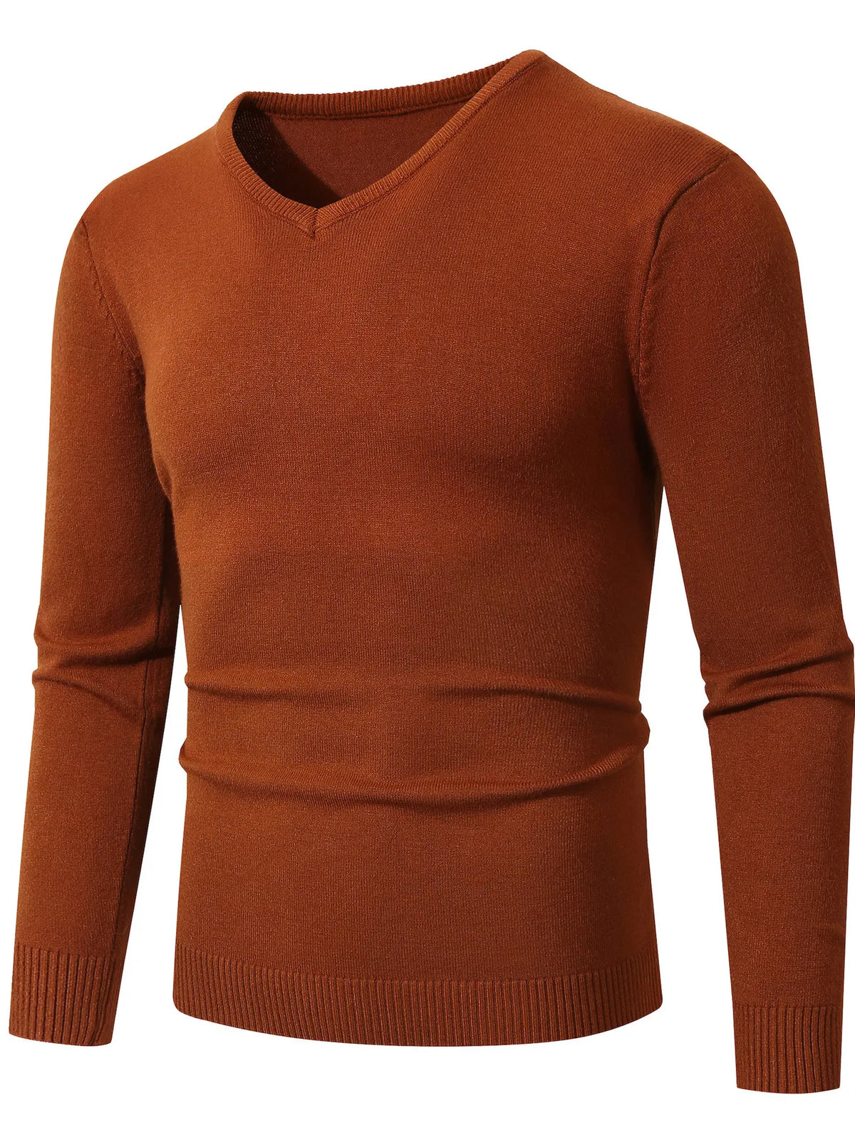 Men's Plus Size Ribbed Hem Long Sleeve Sweater