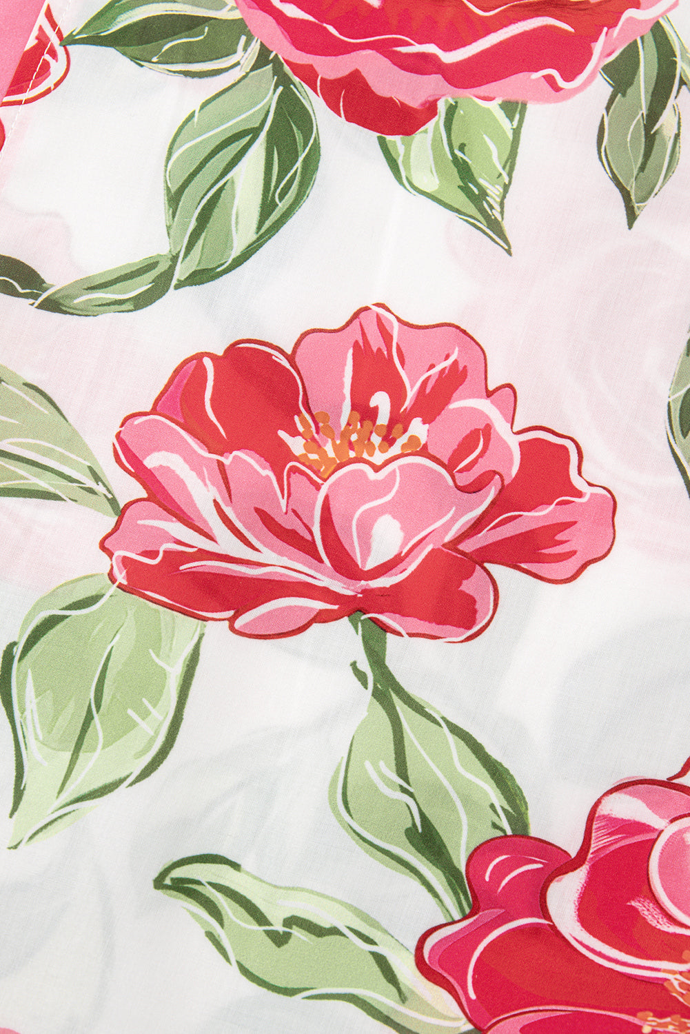 Blusa de manga corta Rose Plus Size con estampado floral y detalle de rayas con volantes
