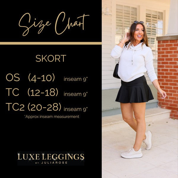 The Kylie Leopard Skort See size chart under “more details”