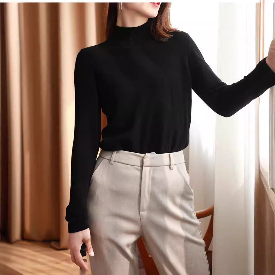 Women's Mock-neck Base Sweater, Basic Knit For Fallwinter