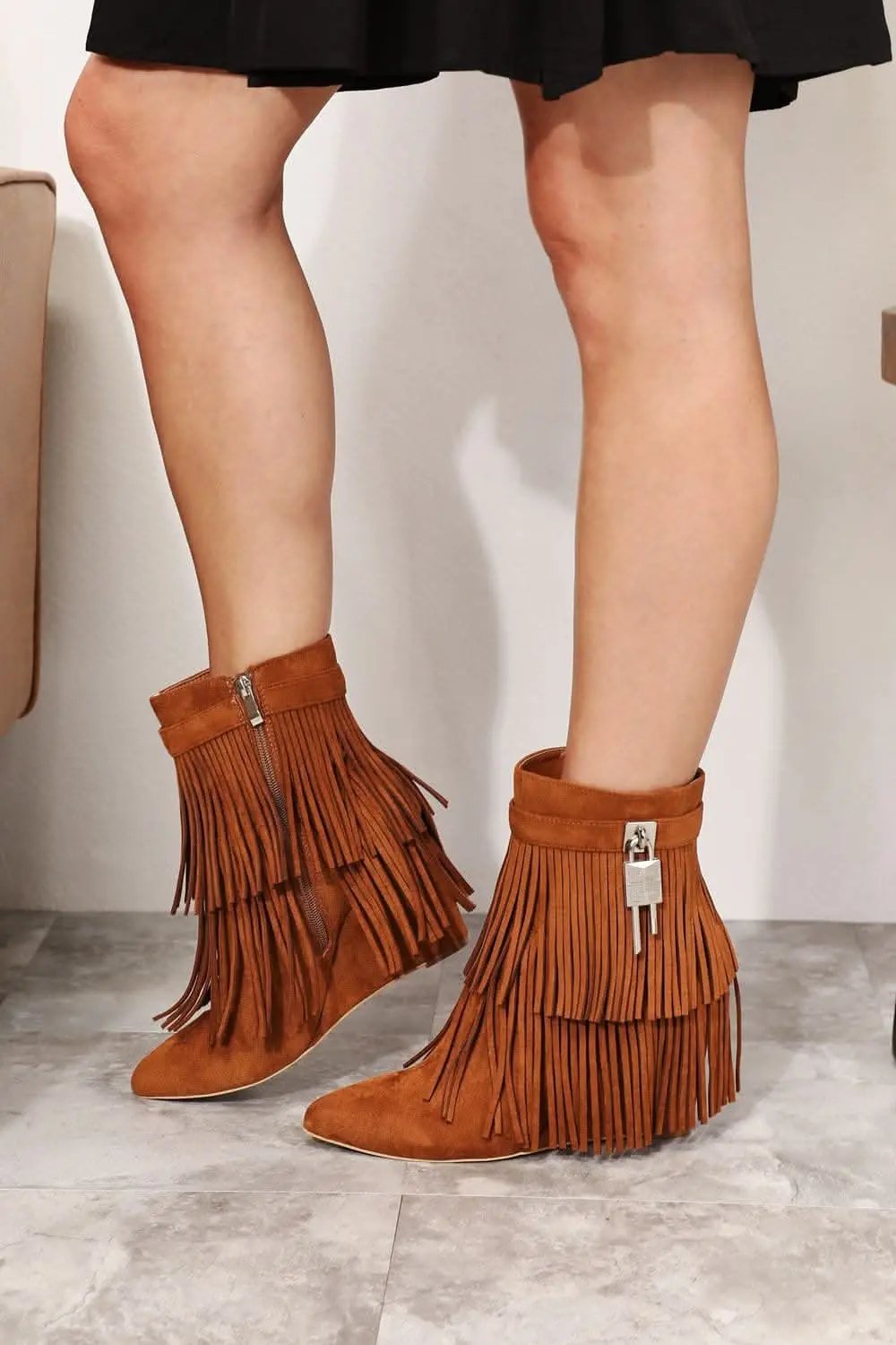 Dresses Trendsi Tassel Wedge Booties Women's Fashion Ankle Boots Chic & Comfy Shoes
