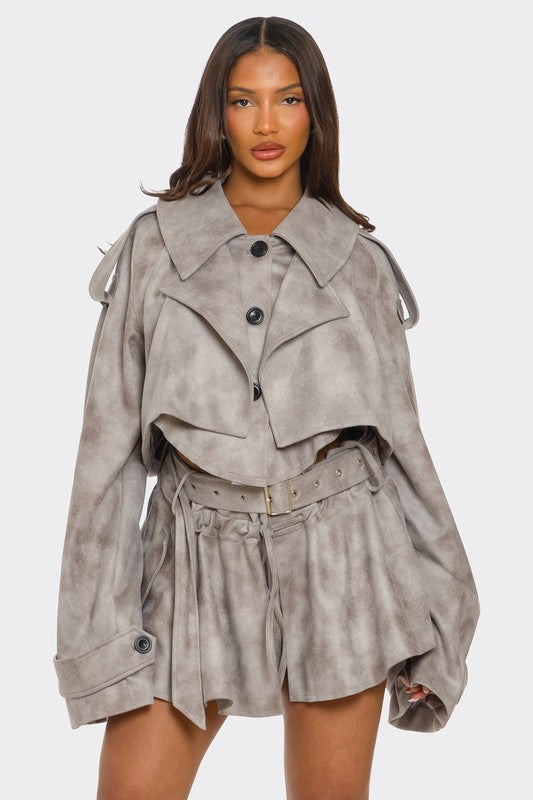 Cropped Trench Set See size chart under “more details”