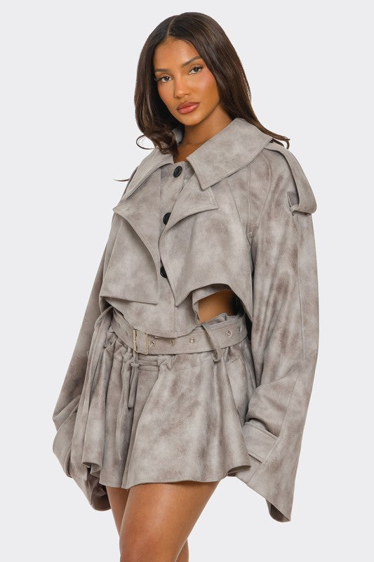 Cropped Trench Set See size chart under “more details”