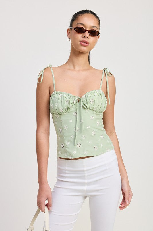 BUSTIER TOP WITH SHOULDER TIES
