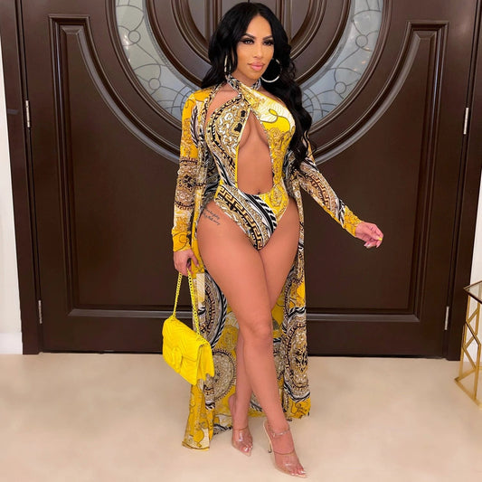 Conjunto de traje de baño de una pieza de manga larga
