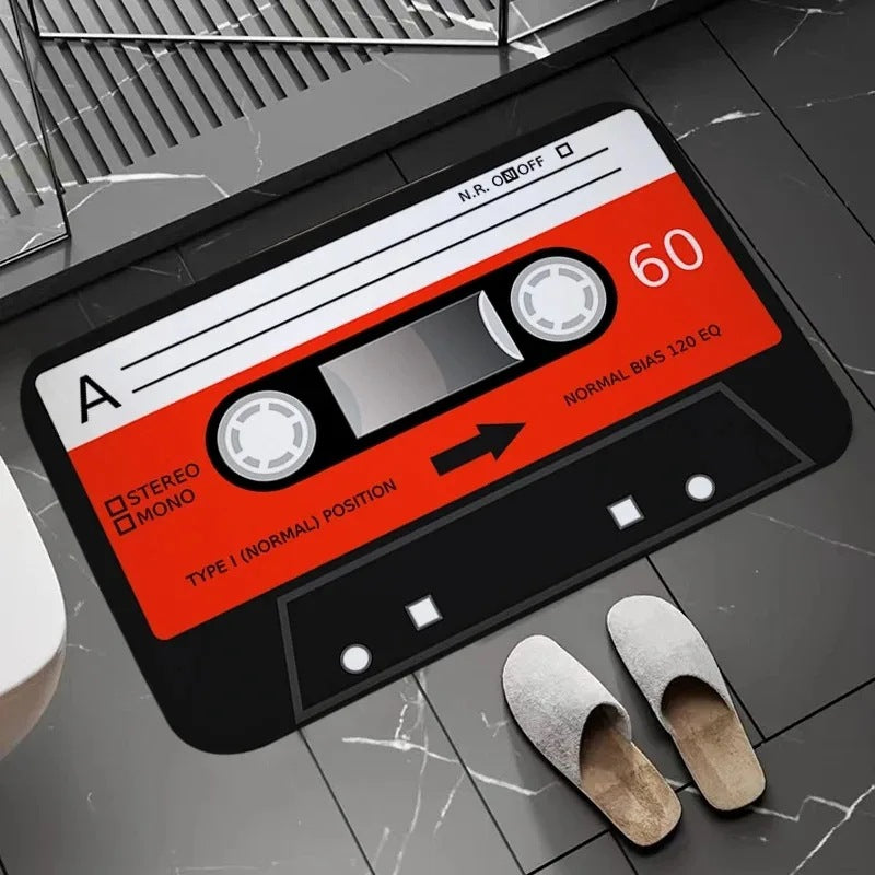 Cassette-Style Flannel Bath Mat Bathroom Rug