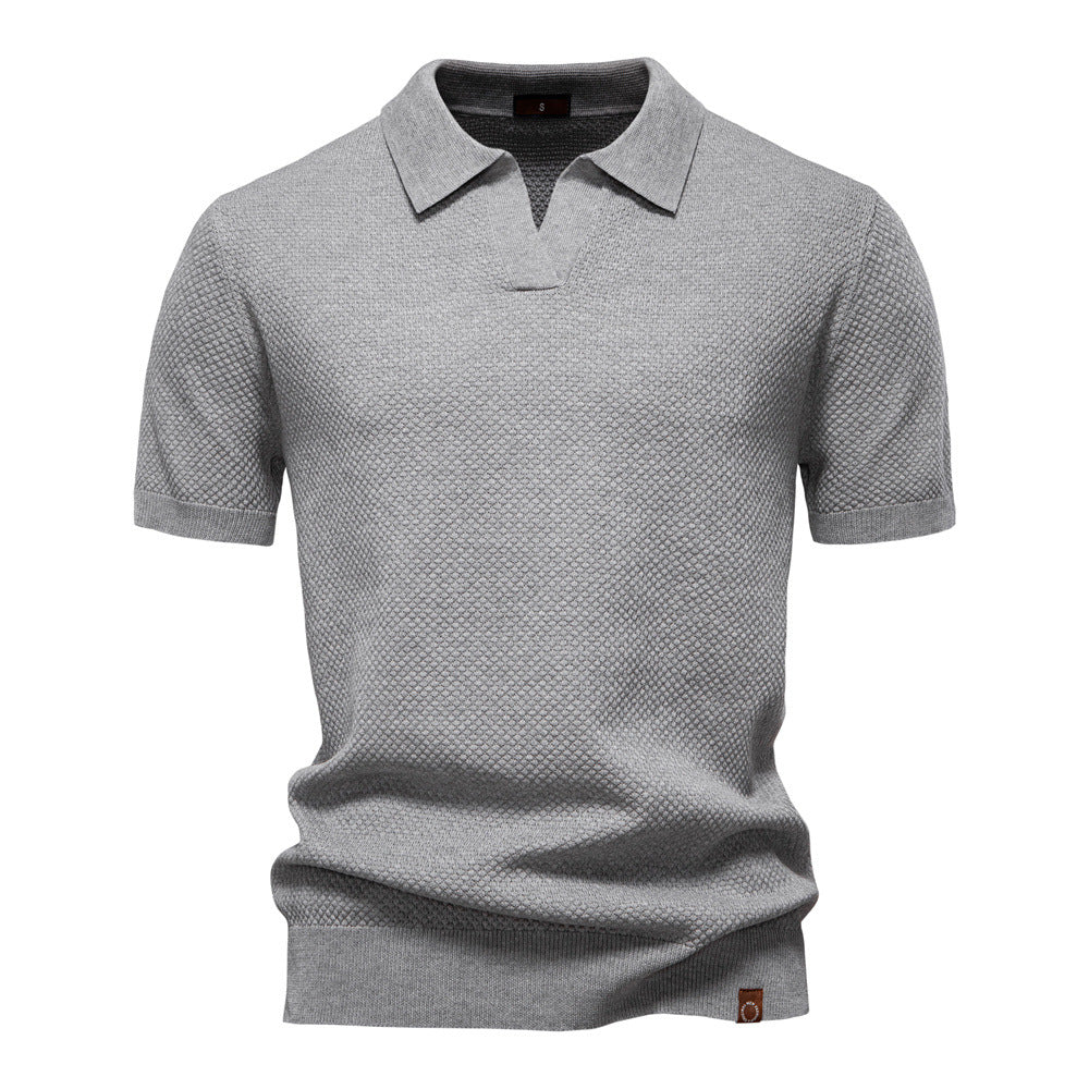 2026Summer High Quality European Size Pineapple Wool Polo Shirt Men's Business Seagull Collar Men's Short Sleeve Sweater Polo