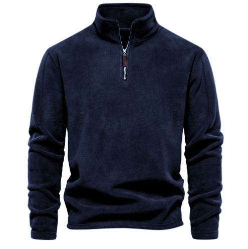 Sudadera con cremallera de cuello alto, forro polar, estilo casual de invierno, para hombre