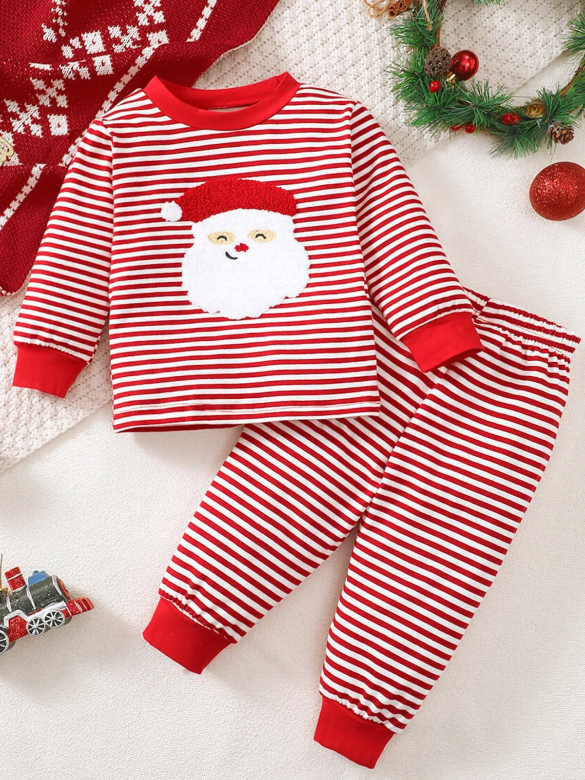 Children's Christmas Santa Striped Pajama Set