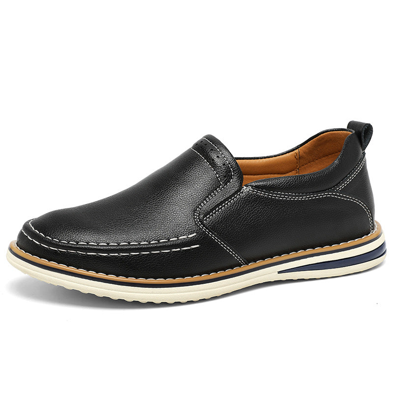 Hand-sewn Casual Leather Slip-on Bean Flats