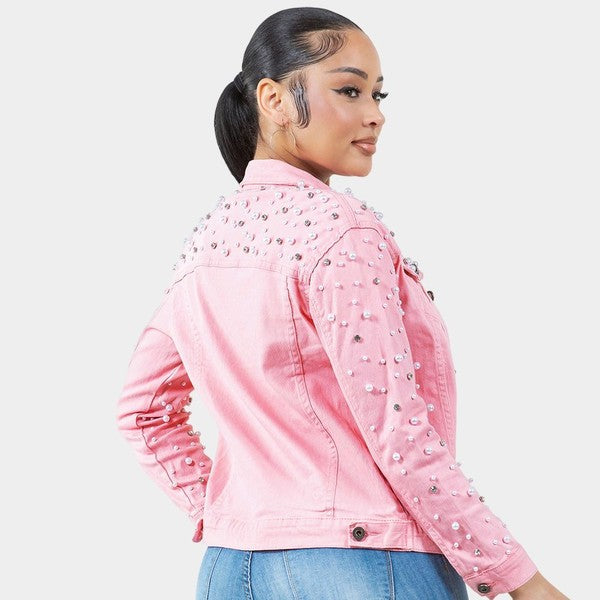 Chaqueta vaquera Radiant Pearls Rhinestone Deco Rosa Consulta la tabla de tallas en "más detalles"