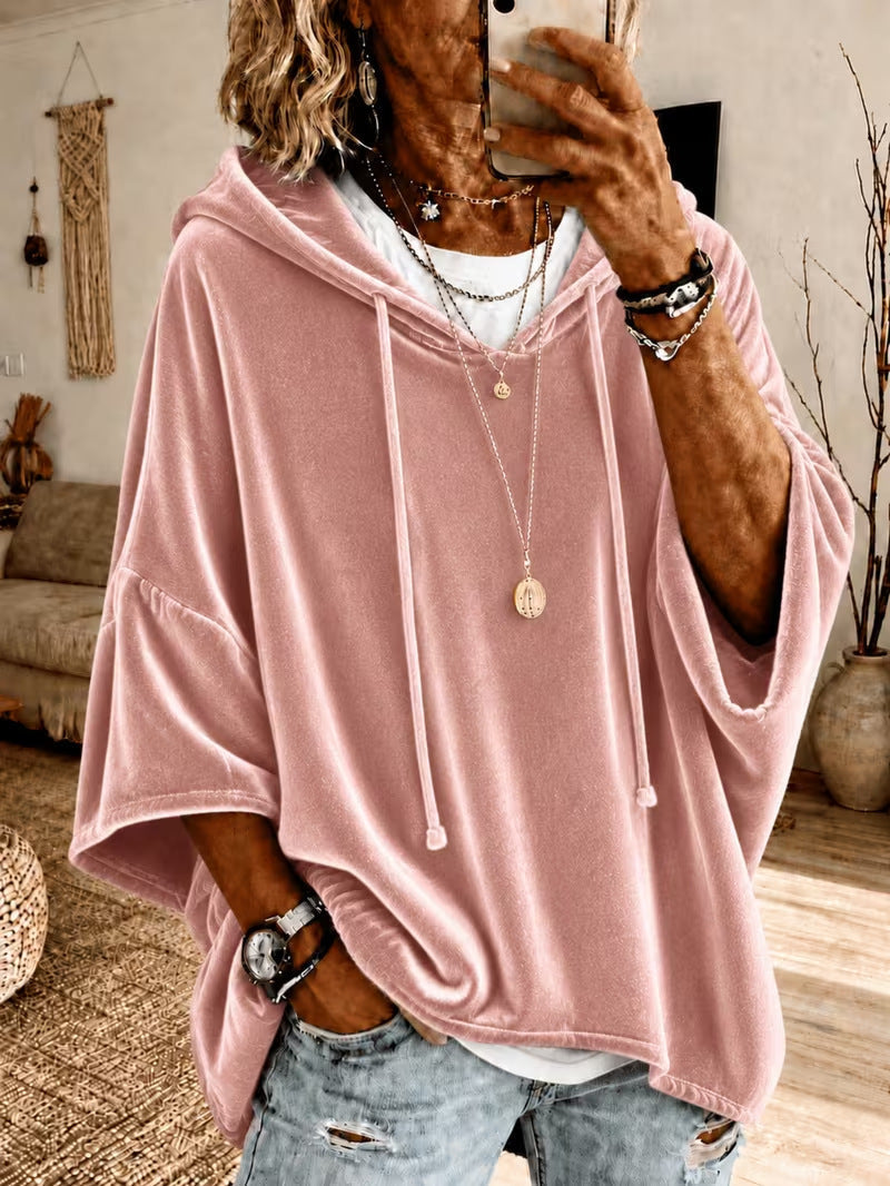 Women's New Autumn Winter Velvet Hooded Loose Casual Sweatshirt