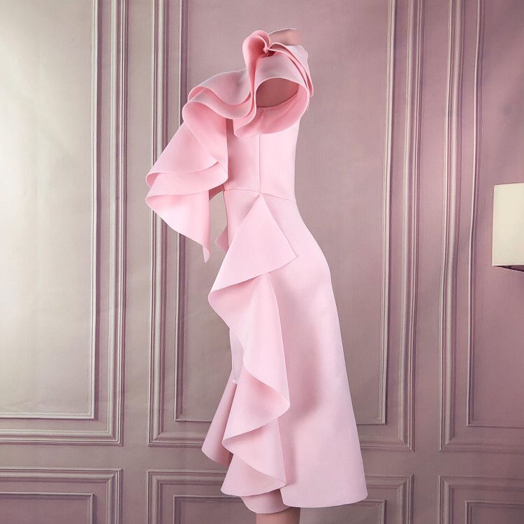 Ruffled Sexy Sleeveless Dress Slim Bag Hip Skirt Banquet Evening Dress See size chart under “more details”
