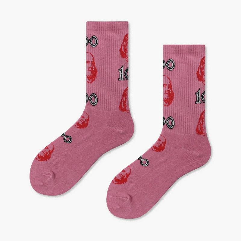 Men's Creative And Minimalist Printed Casual Breathable Mid Length Socks