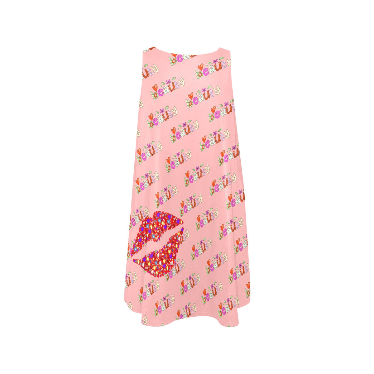 Women's Pink Beauty Sleeveless A-Line Short Dress with Pockets