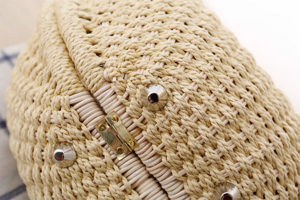 Women's Woven Rattan Travel Handbag Travel Bag