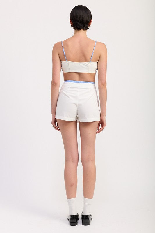 STRIPED RUFFLE TIE FRONT BRALETTE