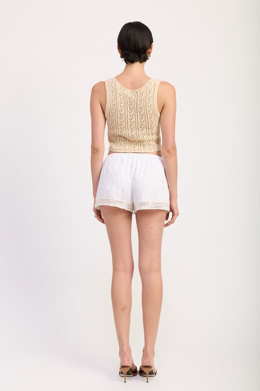 CROCHET BUTTON FRONT VEST TOP