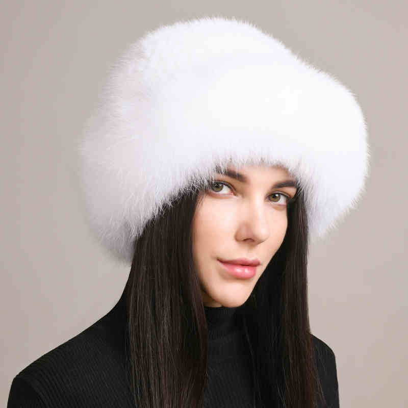Gorro de invierno para mujer de pelo de visón – Gorro elegante y cálido de piel trenzada