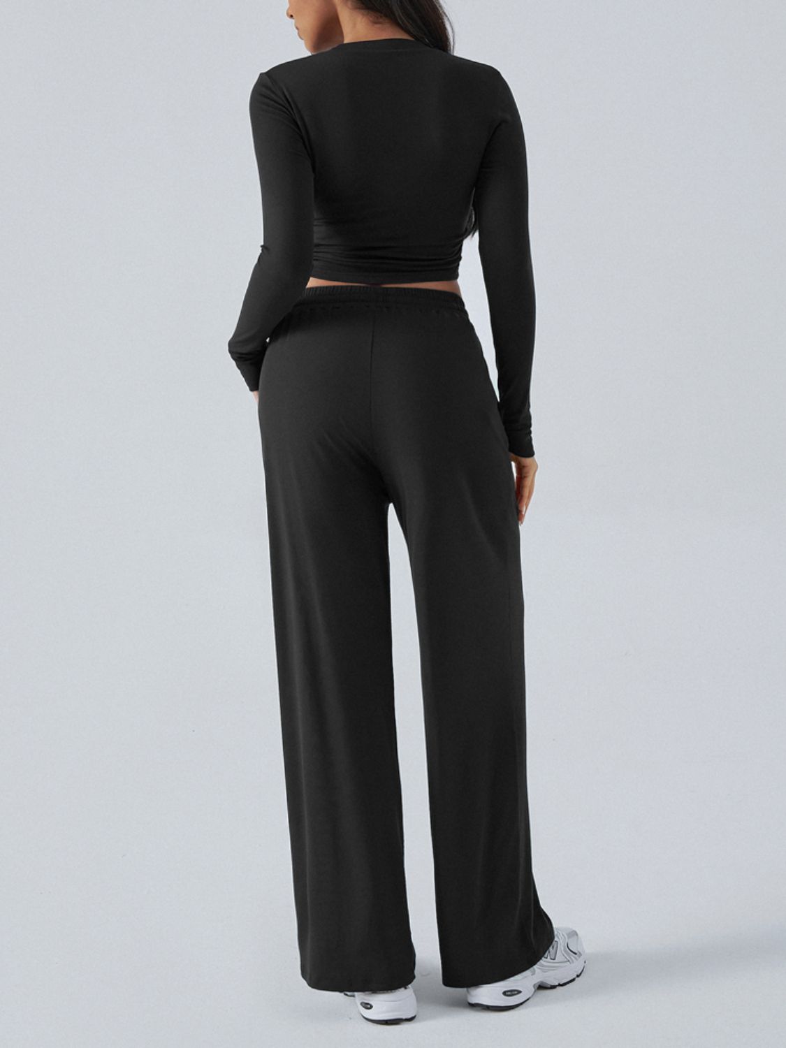 Conjunto de top de manga larga con cuello redondo y pantalones Devine