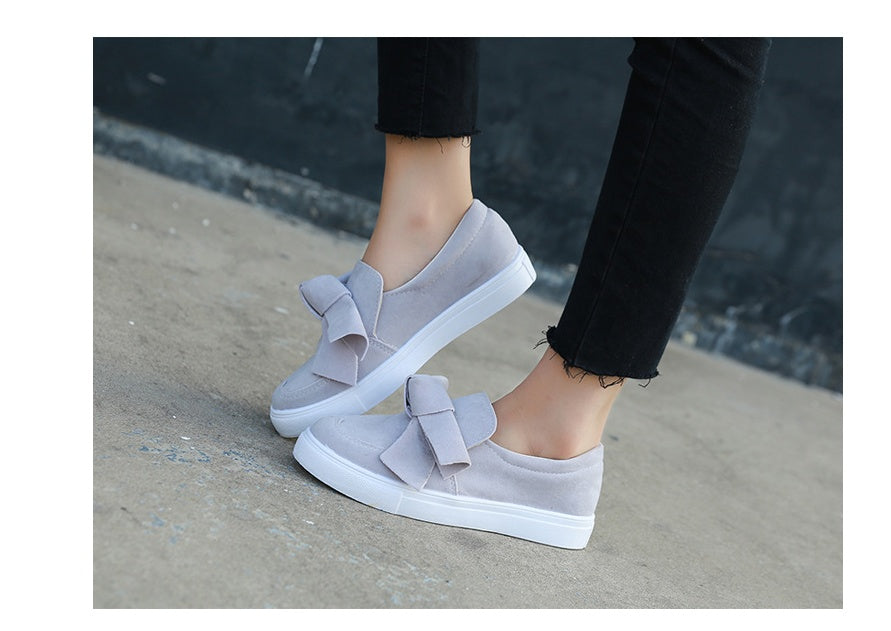 Women Nubuck Loafers Casual Bowknot Shoes