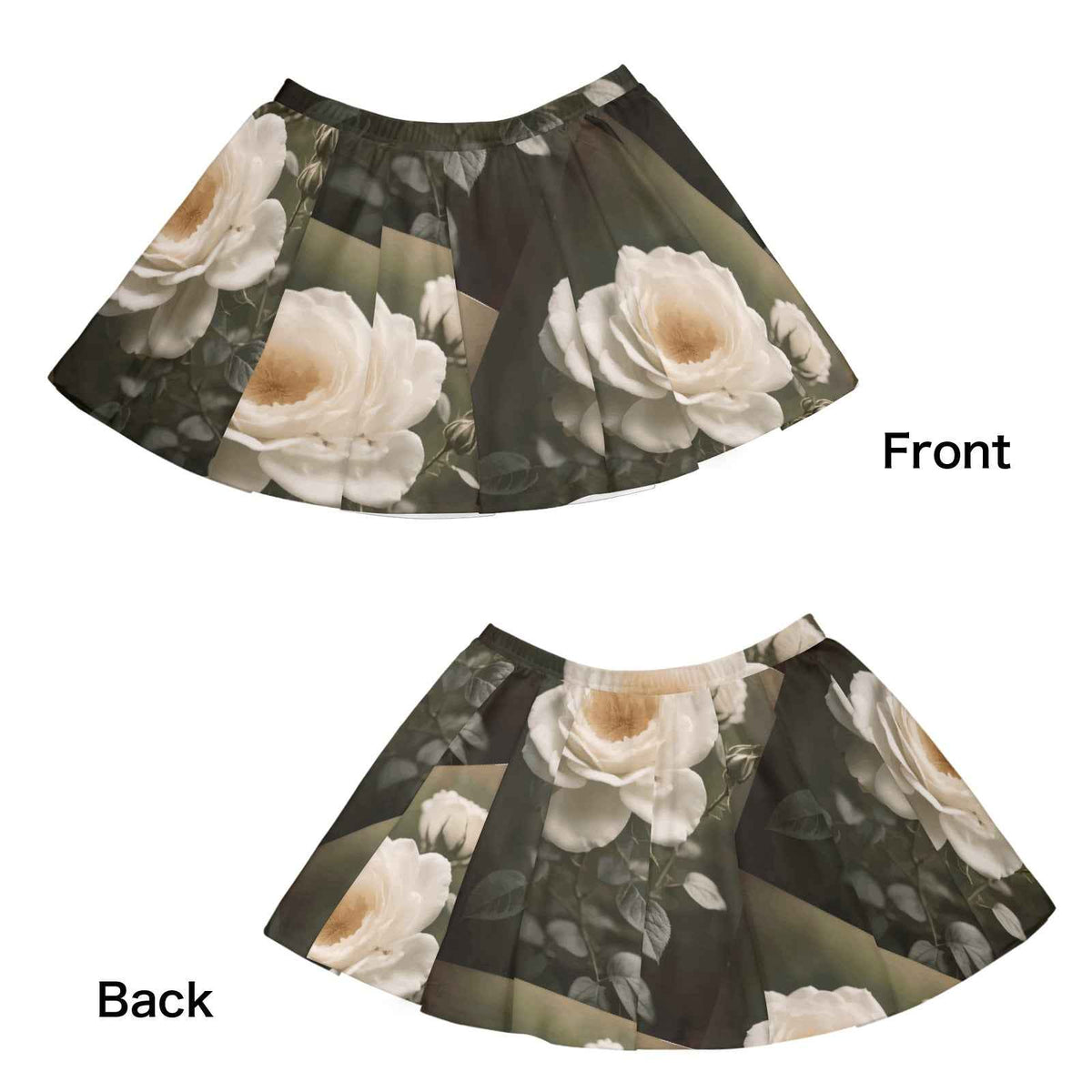 White Rose All Over Print Skater Skirt (Model D69)