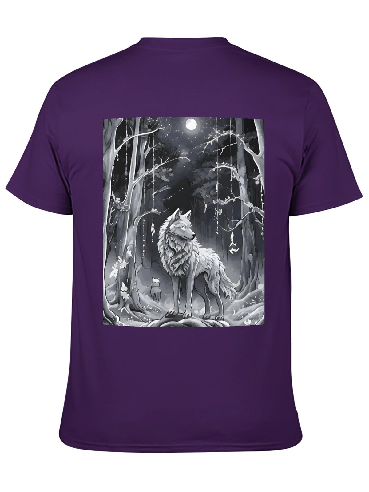 Ethereal Wolf in the Moonlight Short Sleeve Graphic T-Shirt (Back Printing)
